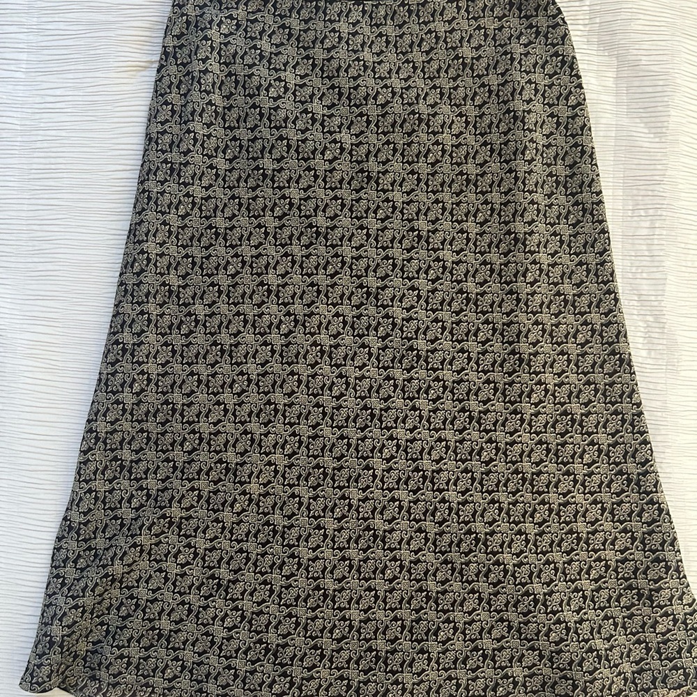 Kate Hill SILK Brown and Cream A-Line Skirt